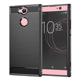 For Sony Xperia XA2 Brushed Texture Carbon Fiber Shockproof TPU Protective Back Case